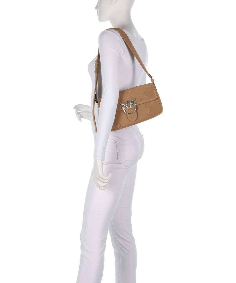 Pinko Love One Classic Slouchy Bolso de hombro beige/scoiattolo/old silver