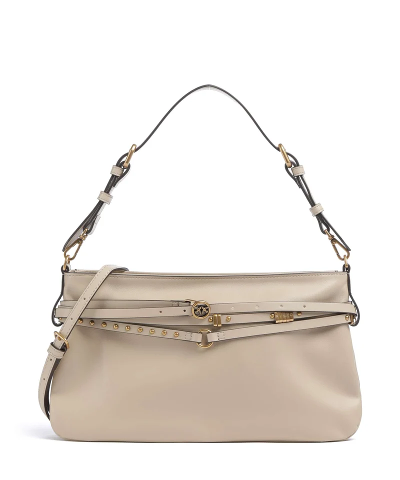Pinko Belt Classic Bolso de hombro beige/grigio fumo/antique gold