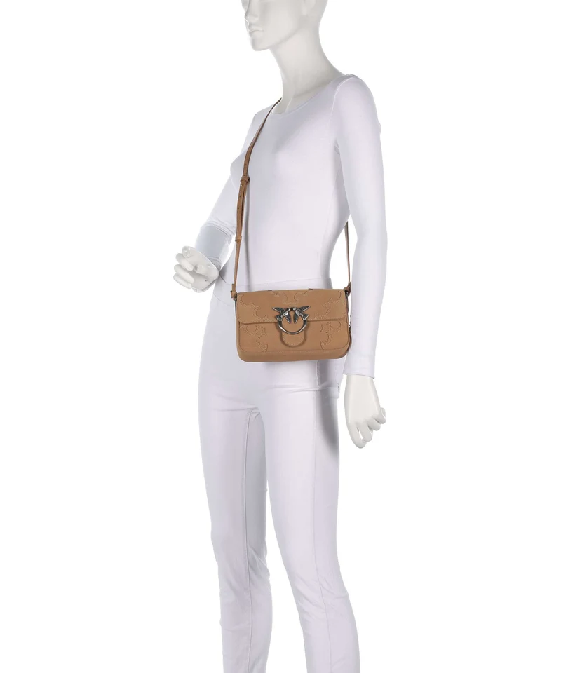 Pinko Love One Mini Slouchy Bandolera beige/scoiattolo/old silver