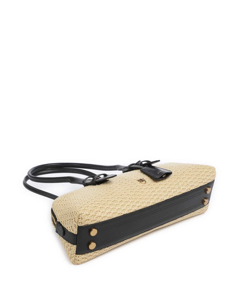Pinko Bowling Horizontal Big Bolso de mano raffia/bianco/antique gold