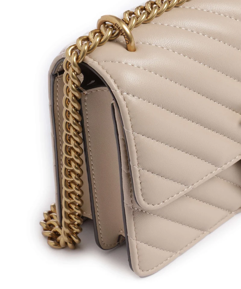 Pinko Love One Mini Bolso de hombro beige/grigio fumo/antique gold