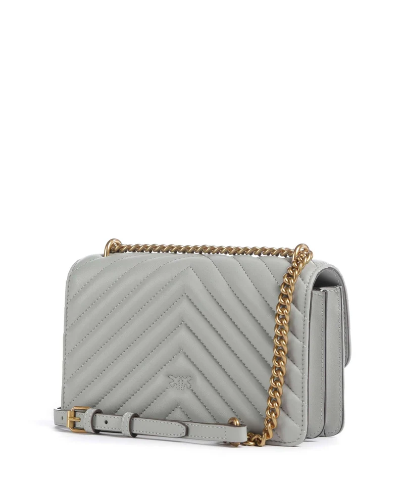 Pinko Love One Mini Bolso de hombro grigio perla/antique gold