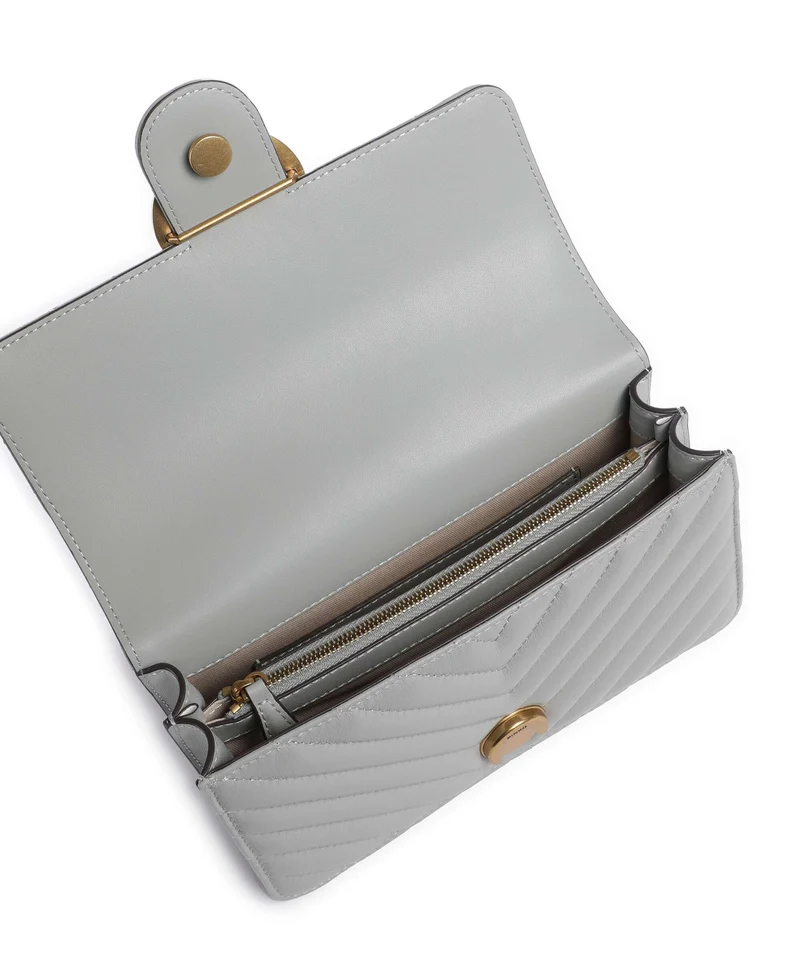 Pinko Love One Mini Bolso de hombro grigio perla/antique gold