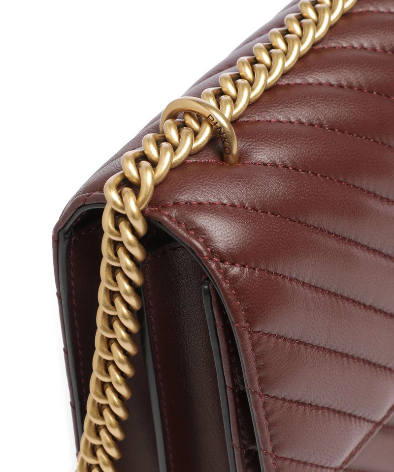Pinko Love One Classic Bolso de hombro rosso vino/antique gold