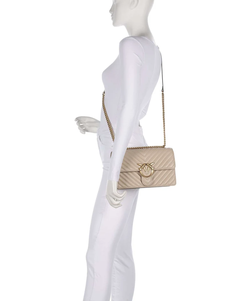 Pinko Love One Classic Bolso de hombro beige/grigio fumo/antique gold