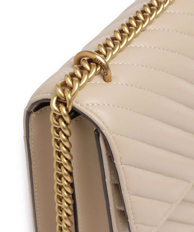 Pinko Love One Classic Bolso de hombro beige/grigio fumo/antique gold
