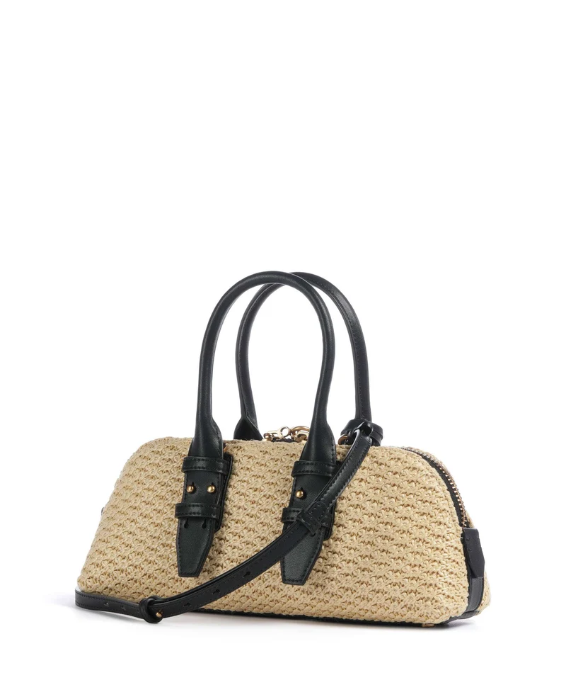 Pinko Bowling Horizontal Bolso de mano rafia/nero/antique gold