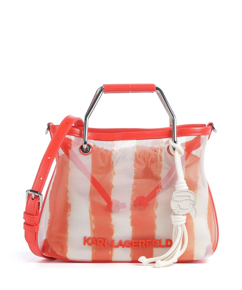 Karl Lagerfeld Ikon Small Bolso de mano grapefruit stripes