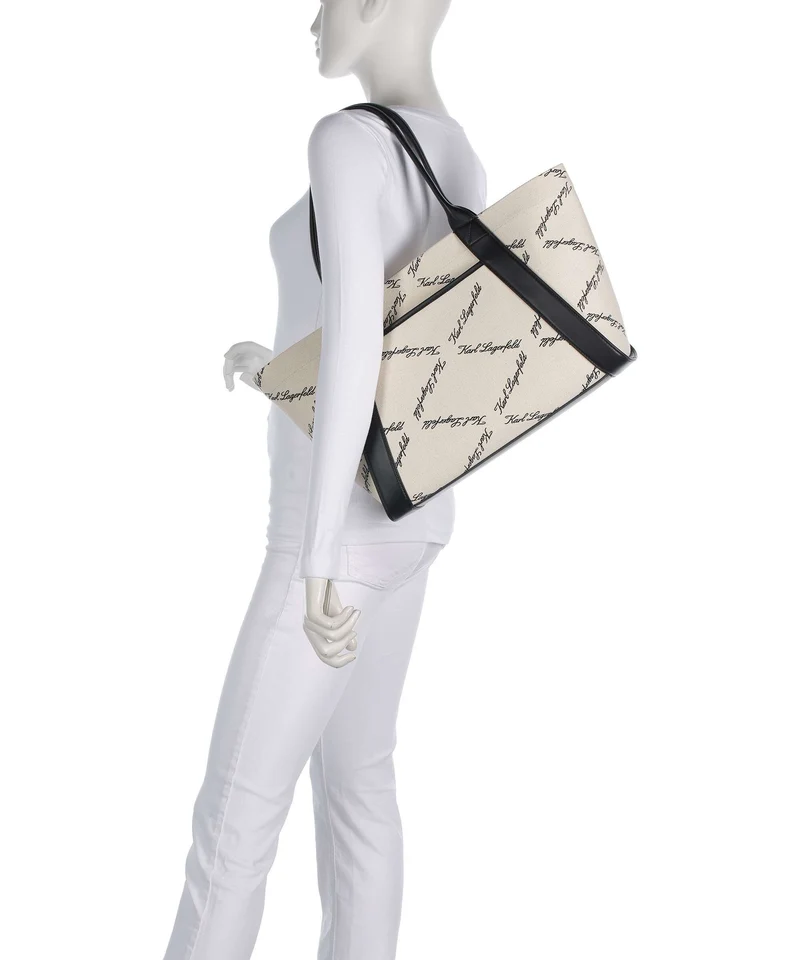 Karl Lagerfeld K/Ville Small Bolsa shopping natural canvas/black