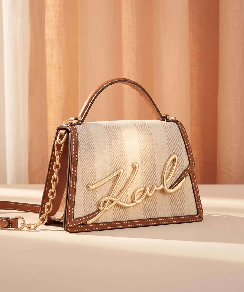 Karl Lagerfeld K/Signature 2.0 Medium Bolso de mano natural canvas/tan