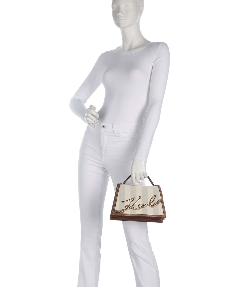 Karl Lagerfeld K/Signature 2.0 Medium Bolso de mano natural canvas/tan