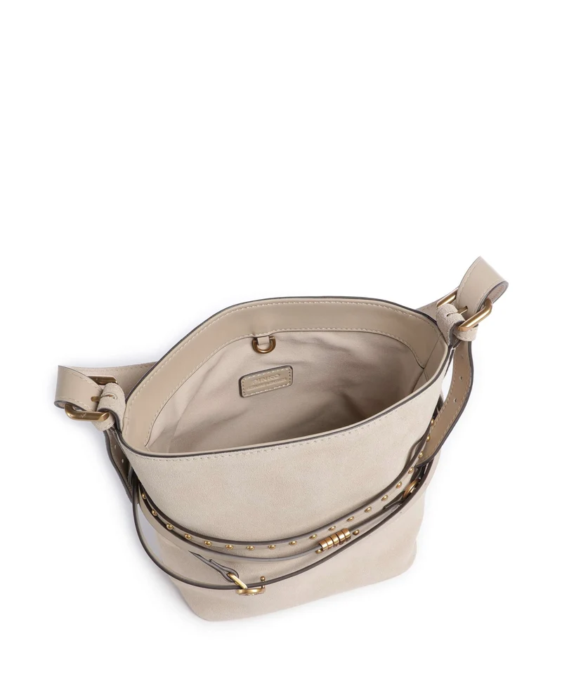 Pinko Belt Mini Bucket bolso de mano beige/grigio fumo/antique gold