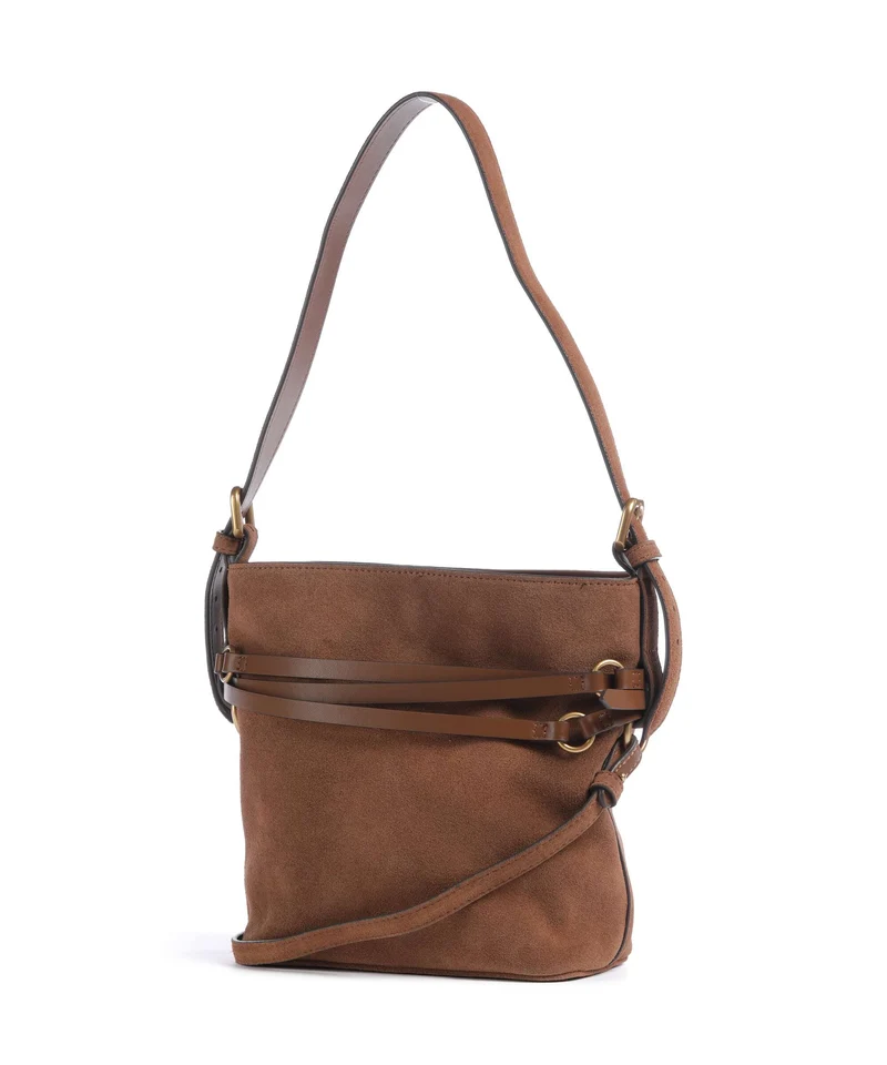 Pinko Belt Mini Bucket bolso de mano marrone/leone/antique gold