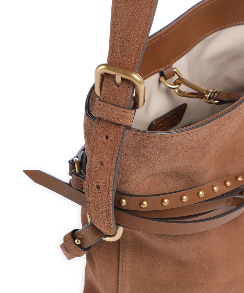 Pinko Belt Mini Bucket bolso de mano marrone/leone/antique gold