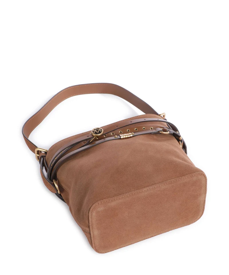 Pinko Belt Mini Bucket bolso de mano marrone/leone/antique gold