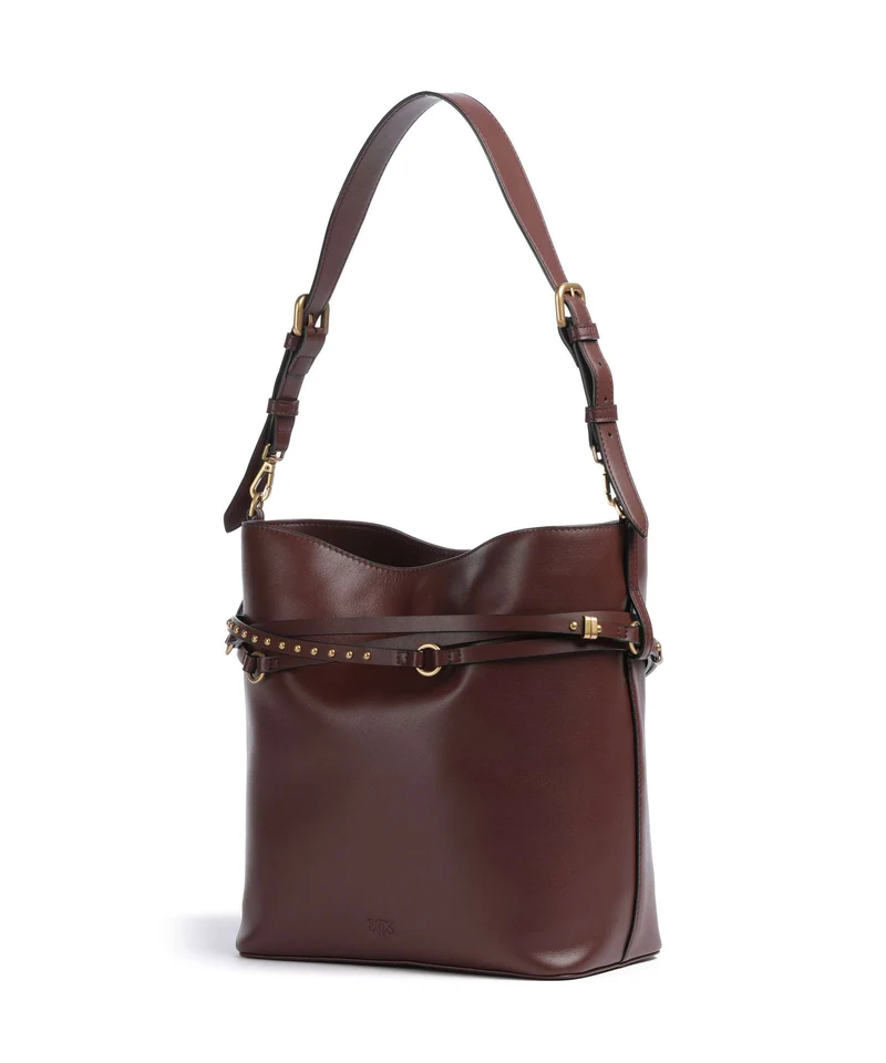 Pinko Belt Classic Bucket bolso de mano burgundy wine/antique gold