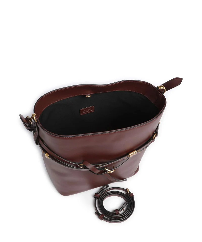 Pinko Belt Classic Bucket bolso de mano burgundy wine/antique gold