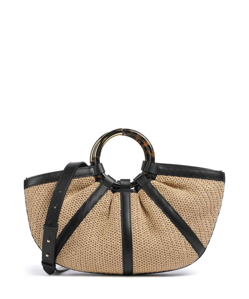 Coccinelle Shell Straw Bolso de mano natural/noir