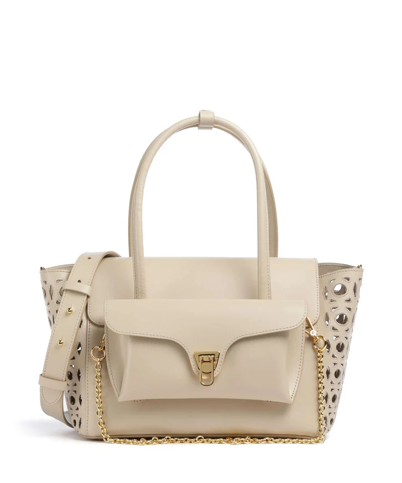 Coccinelle Beat Double Monogram Bolso de mano sandshell
