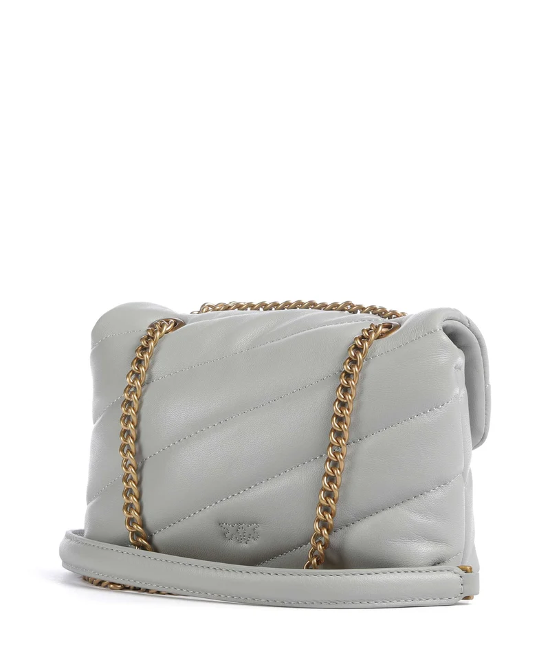Pinko Love Puff Baby Bolso de hombro grigio perla/antique gold