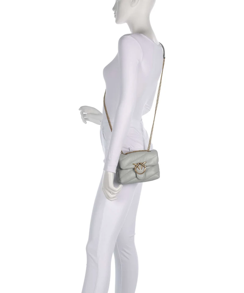 Pinko Love Puff Baby Bolso de hombro grigio perla/antique gold