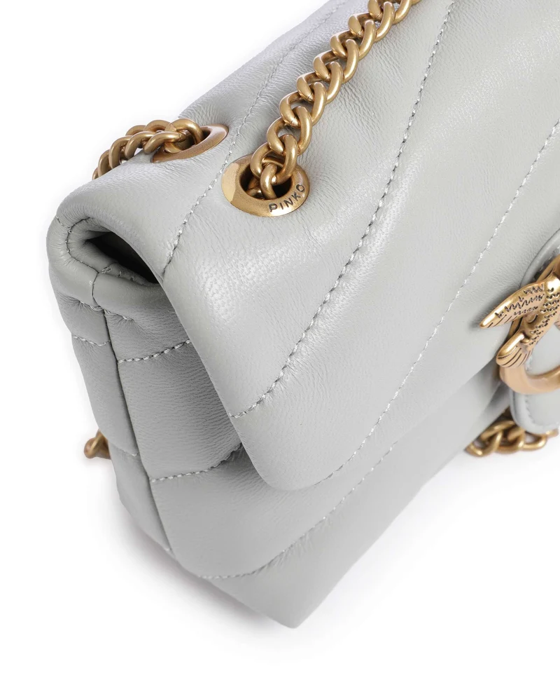 Pinko Love Puff Baby Bolso de hombro grigio perla/antique gold
