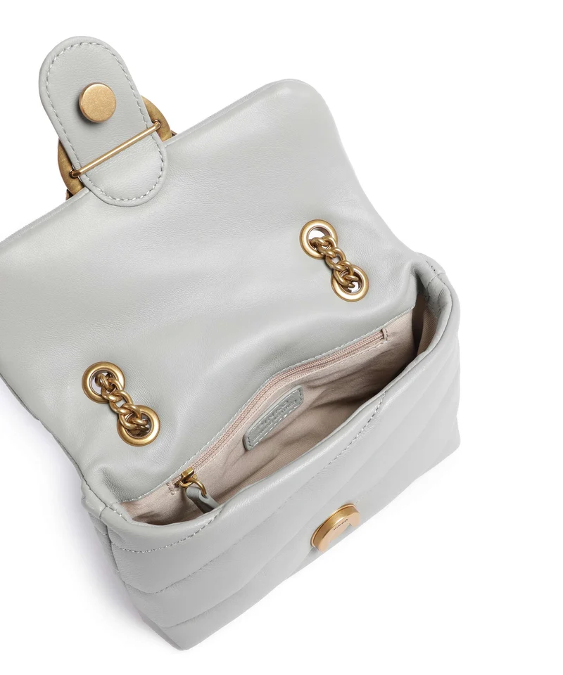 Pinko Love Puff Baby Bolso de hombro grigio perla/antique gold
