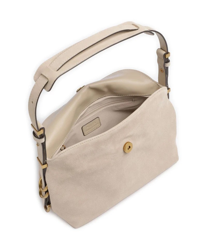 Pinko Saddle Horizontal Mini Bolso de hombro beige/grigio fumo/antique gold