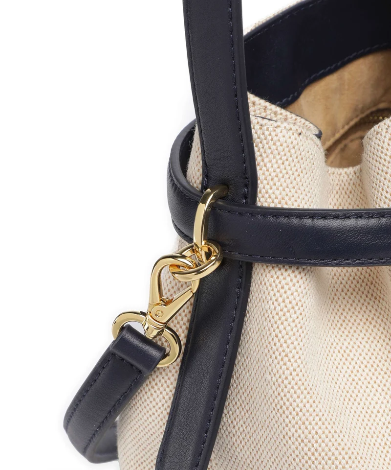 Lauren Ralph Lauren Blaike Medium Bucket bolso de mano natural/buff canvas/refined navy