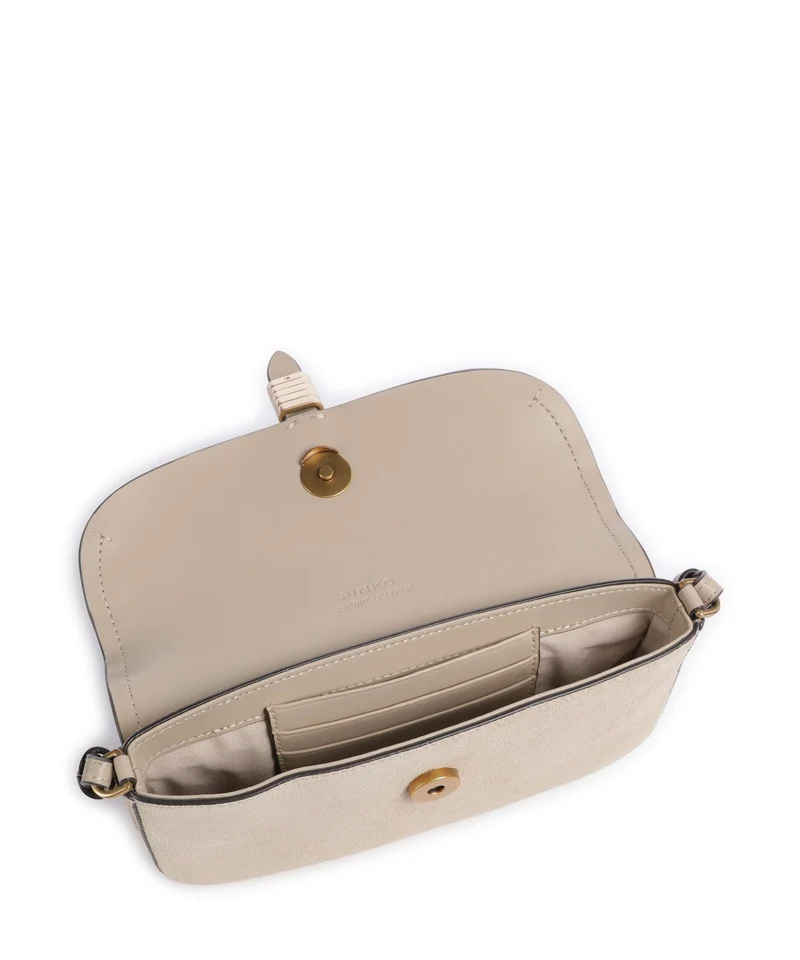Pinko Saddle Flat Bandolera beige/grigio fumo/antique gold