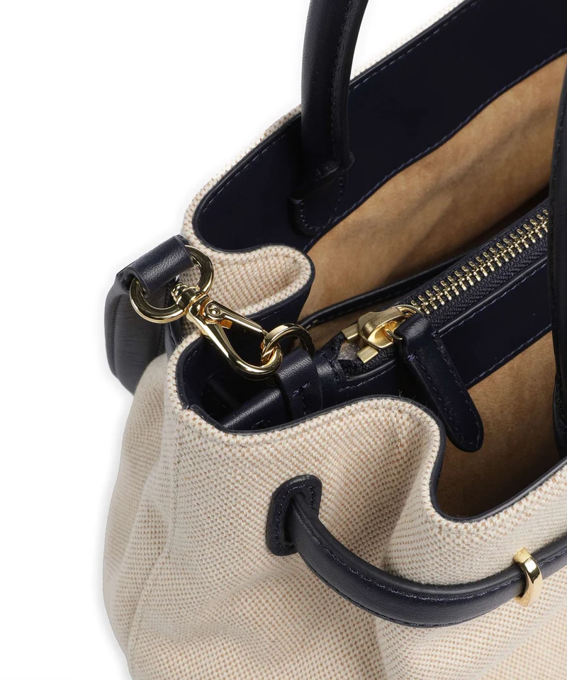 Lauren Ralph Lauren Blaike Large Bolso de mano natural/buff canvas/refined navy