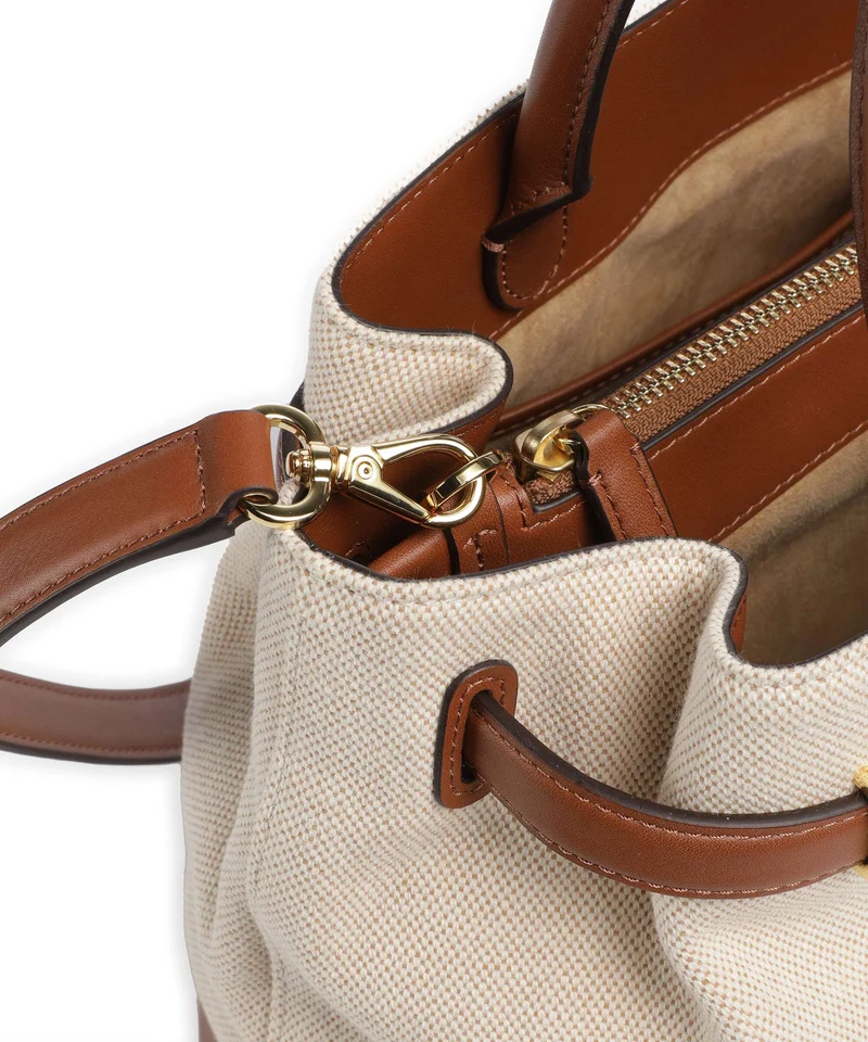 Lauren Ralph Lauren Blaike Large Bolso de mano natural/buff canvas/lauren tan