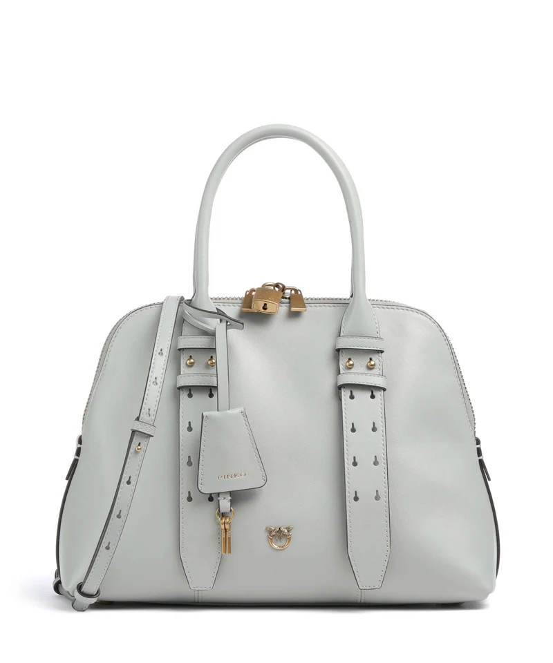 Pinko Bowling Medium Bolso de mano grigio perla/antique gold