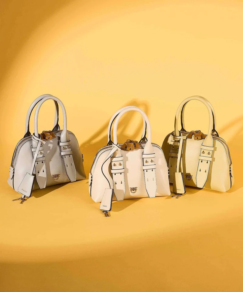 Pinko Bowling Mini Bolso de mano giallo vaniglia/antique gold