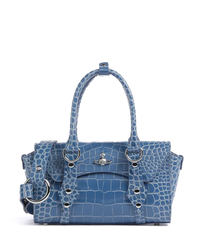 Vivienne Westwood Bettina Embossed Croc Mini Bolso de mano blue