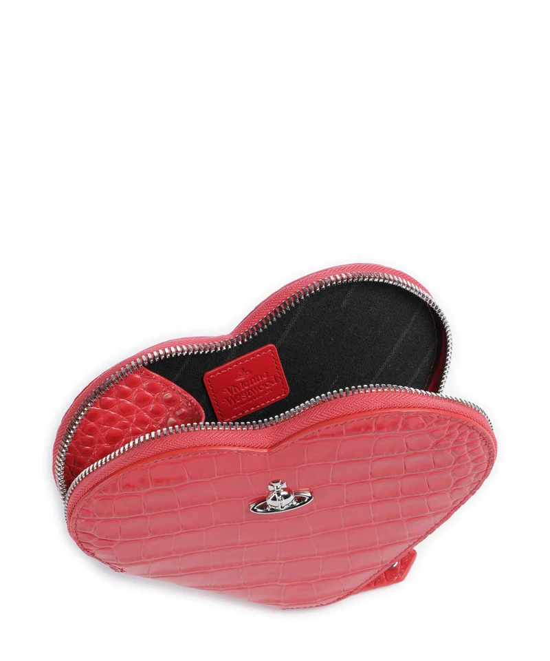 Vivienne Westwood Heart Embossed Croc Bandolera coral