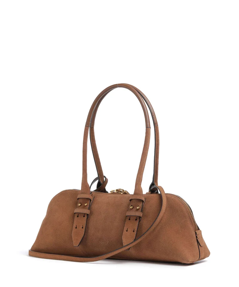 Pinko Bowling Horizontal Big Bolso de hombro marrone/leone/antique gold