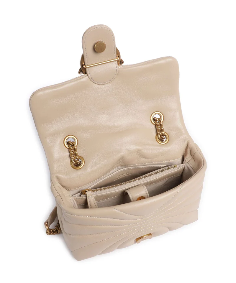 Pinko Love Puff Mini Bolso de hombro beige/grigio fumo/antique gold