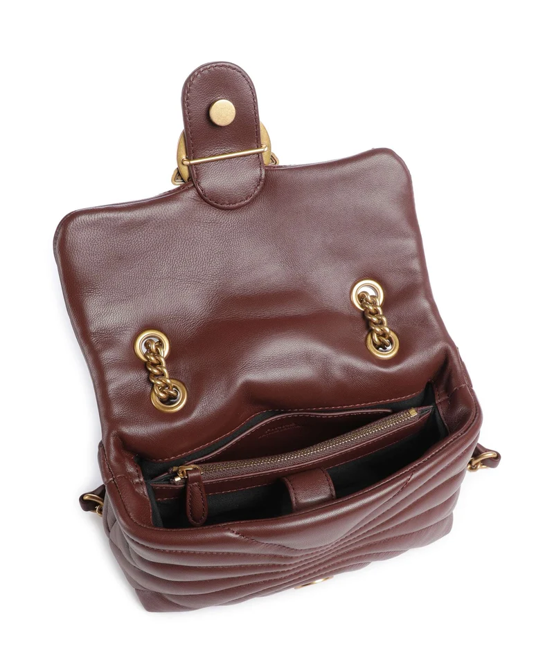 Pinko Love Puff Mini Bolso de hombro burgundy wine/antique gold