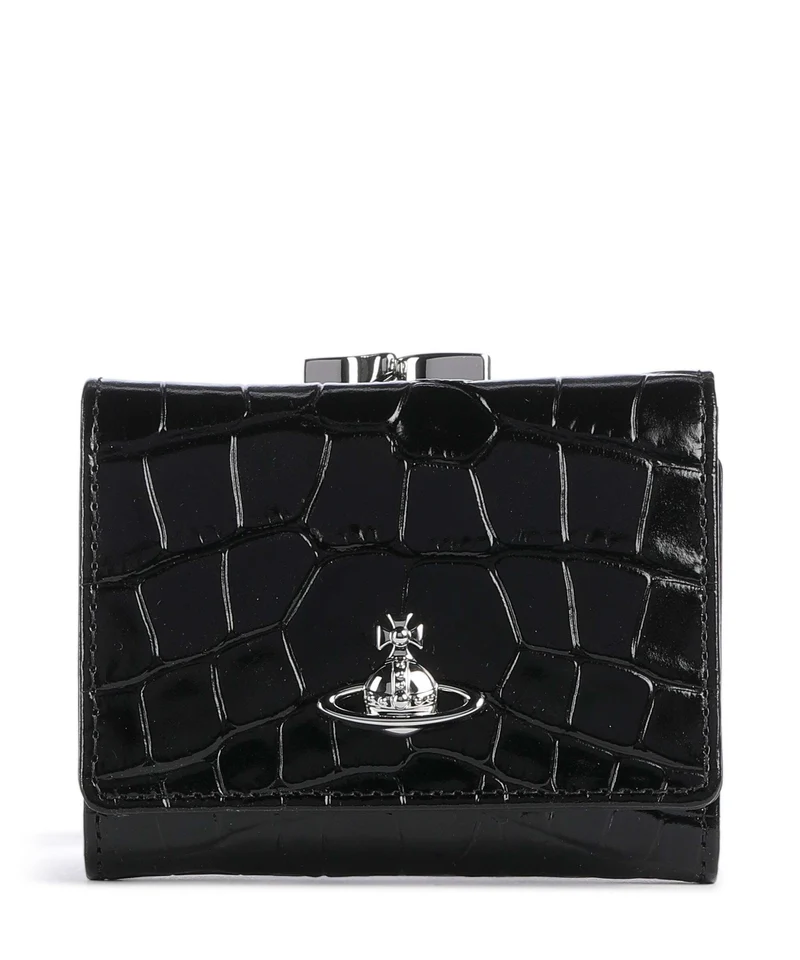 Vivienne Westwood Frame Embossed Croc Small Monedero black
