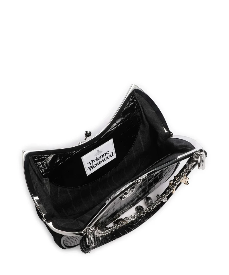 Vivienne Westwood Charm Frame Embossed Croc Bolso de hombro black charms