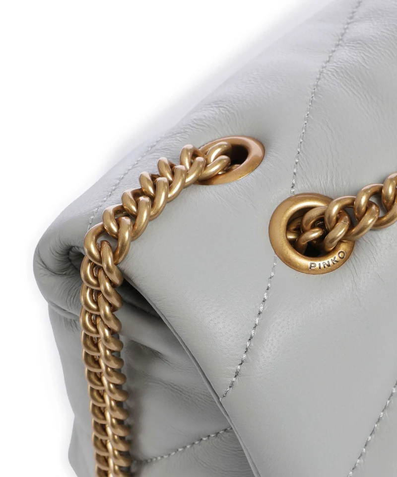 Pinko Love Puff Mini Bolso de hombro grigio perla/antique gold