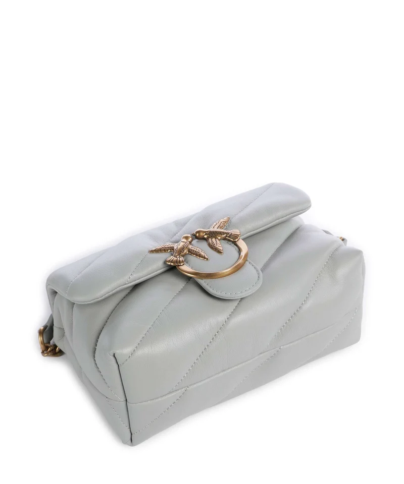 Pinko Love Puff Mini Bolso de hombro grigio perla/antique gold