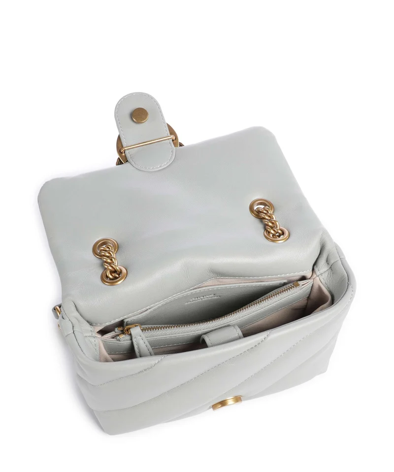 Pinko Love Puff Mini Bolso de hombro grigio perla/antique gold