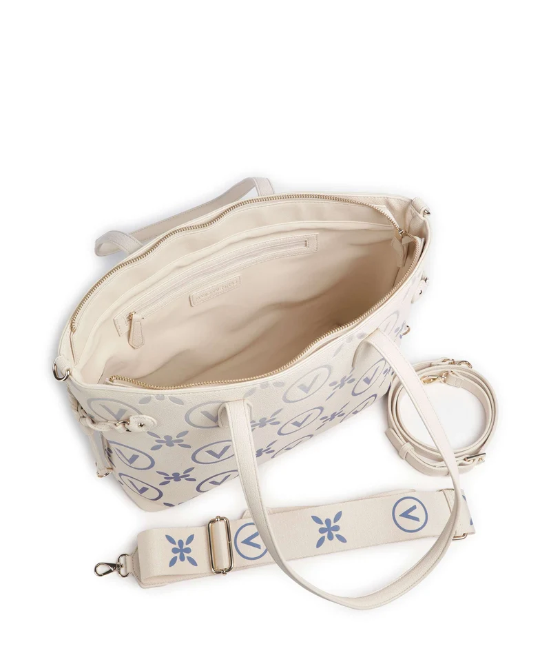 Valentino Bags Samba Re Print Bolsa shopping ecru/bluette