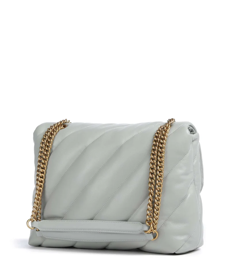 Pinko Love Puff Big Bolso de hombro grigio perla/antique gold