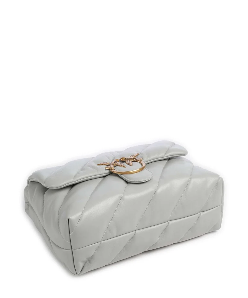 Pinko Love Puff Big Bolso de hombro grigio perla/antique gold