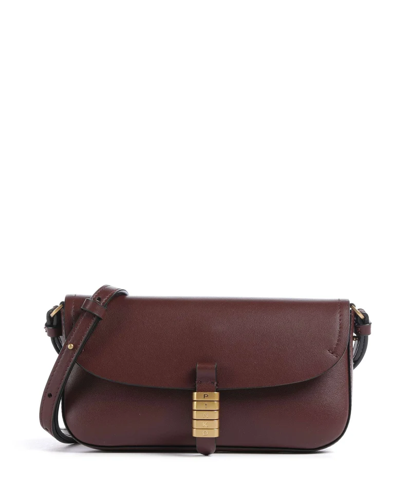 Pinko Saddle Flat Bandolera rosso vino/antique gold