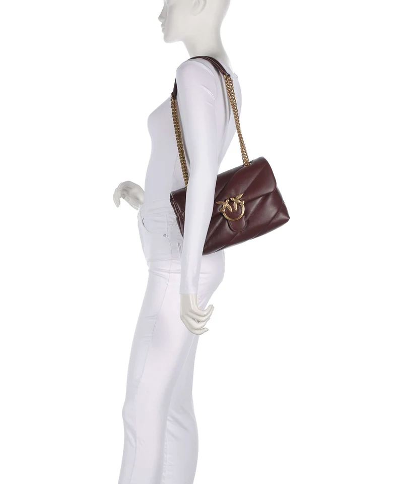 Pinko Love Puff Classic Bolso de hombro rosso vino/antique gold