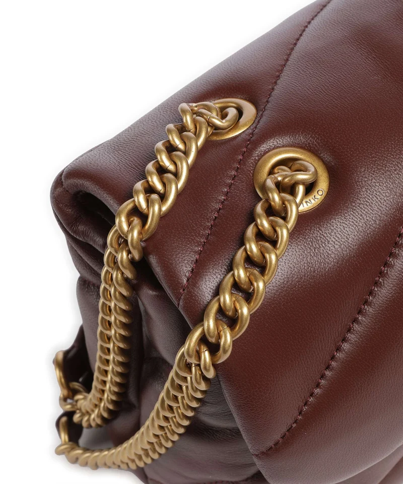 Pinko Love Puff Classic Bolso de hombro rosso vino/antique gold